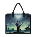 Zombie Hand Rising From Grave Print Canvas Tote Bag