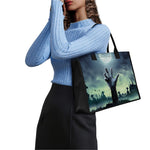 Zombie Hand Rising From Grave Print Canvas Tote Bag