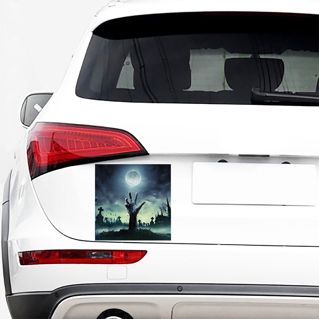 Zombie Hand Rising From Grave Print Car Sticker