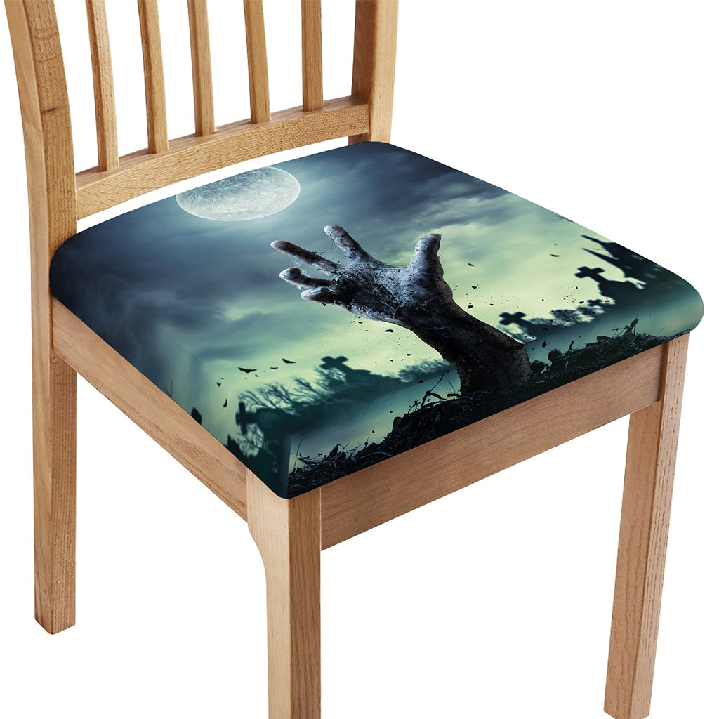 Zombie Hand Rising From Grave Print Chair Cushion Cover