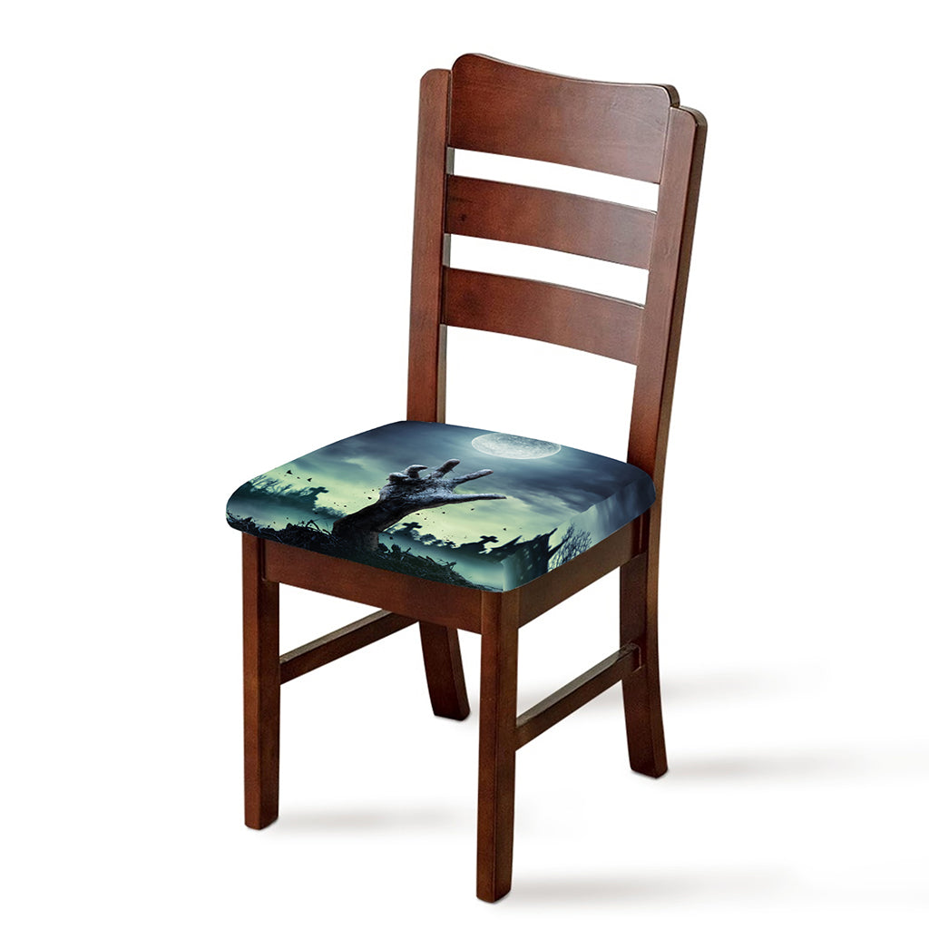 Zombie Hand Rising From Grave Print Chair Cushion Cover