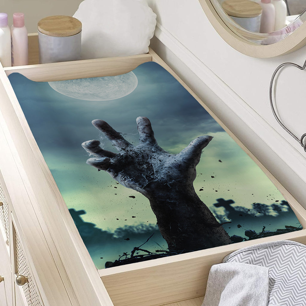 Zombie Hand Rising From Grave Print Changing Pad Cover
