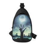 Zombie Hand Rising From Grave Print Chest Bag