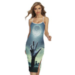Zombie Hand Rising From Grave Print Cross Back Cami Dress