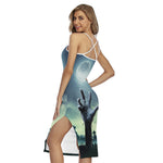 Zombie Hand Rising From Grave Print Cross Back Cami Dress