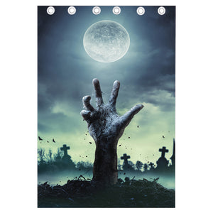 Zombie Hand Rising From Grave Print Curtain