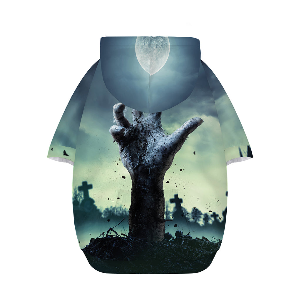 Zombie Hand Rising From Grave Print Dog Zip Up Hoodie