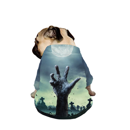 Zombie Hand Rising From Grave Print Dog Zip Up Jacket