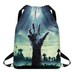 Zombie Hand Rising From Grave Print Drawstring Backpack