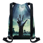 Zombie Hand Rising From Grave Print Drawstring Backpack