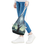 Zombie Hand Rising From Grave Print Drawstring Bag