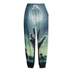 Zombie Hand Rising From Grave Print Fleece Lined Knit Pants