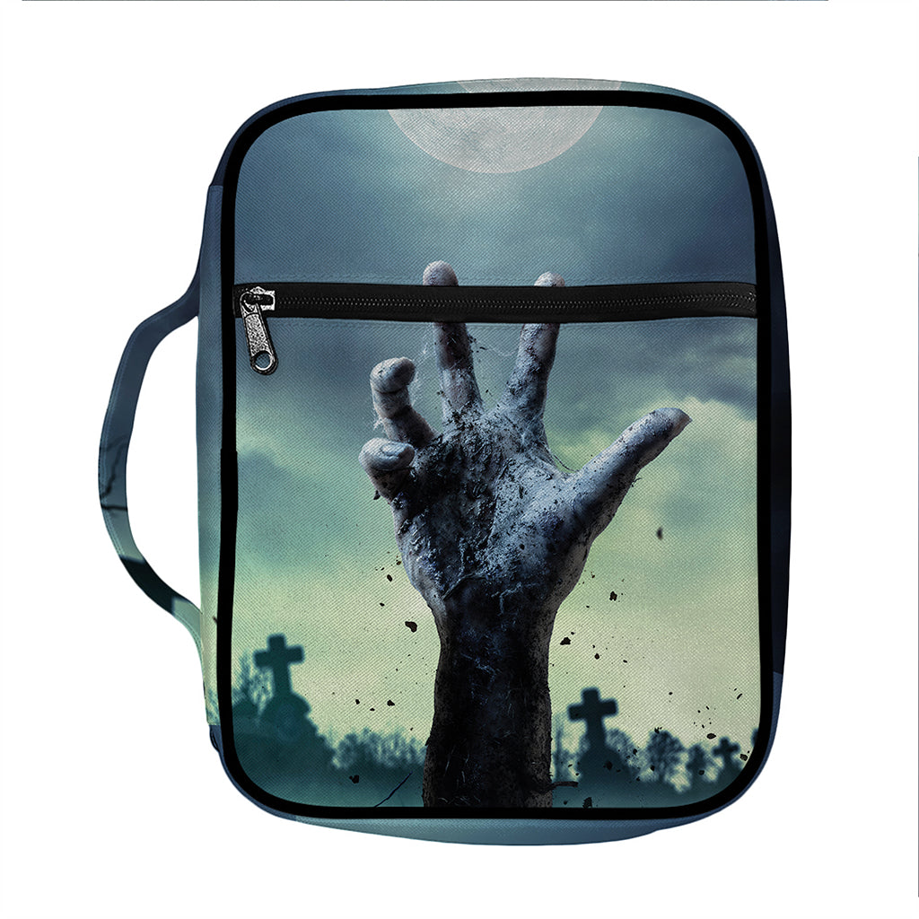 Zombie Hand Rising From Grave Print Front Pocket Bible Bag
