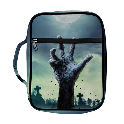 Zombie Hand Rising From Grave Print Front Pocket Bible Bag