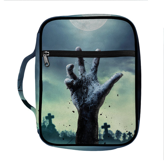 Zombie Hand Rising From Grave Print Front Pocket Bible Bag