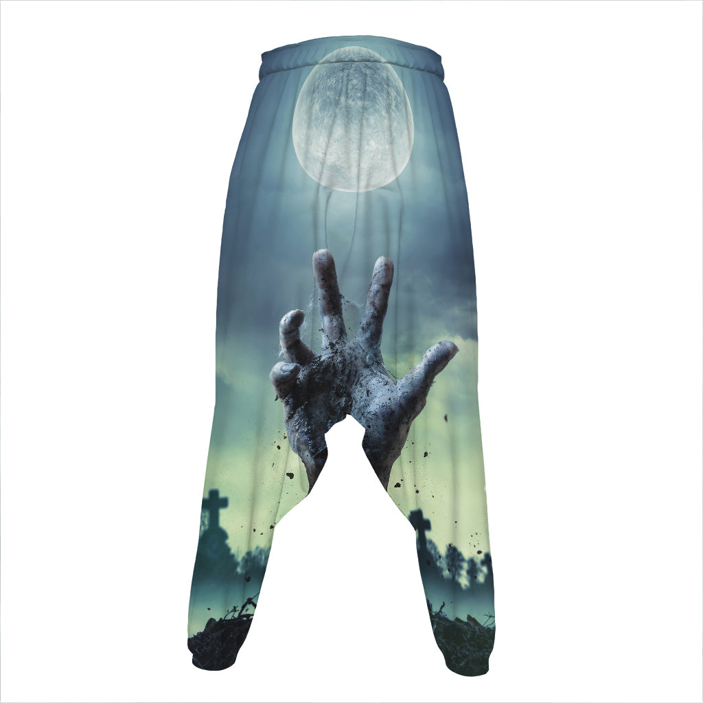 Zombie Hand Rising From Grave Print Hammer Pants