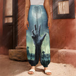 Zombie Hand Rising From Grave Print Harem Pants