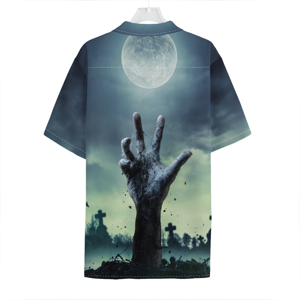 Zombie Hand Rising From Grave Print Hawaiian Shirt