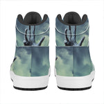 Zombie Hand Rising From Grave Print High Top Leather Sneakers