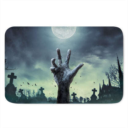 Zombie Hand Rising From Grave Print Indoor Door Mat