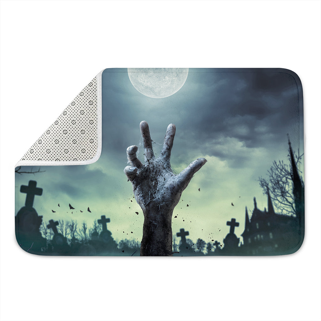 Zombie Hand Rising From Grave Print Indoor Door Mat