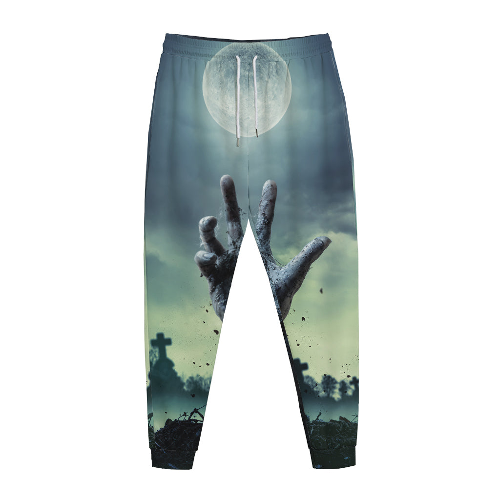Zombie Hand Rising From Grave Print Jogger Pants
