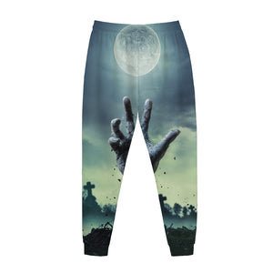 Zombie Hand Rising From Grave Print Jogger Pants