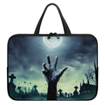 Zombie Hand Rising From Grave Print Laptop Sleeve With Handle