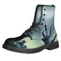 Zombie Hand Rising From Grave Print Lace-Up Boots