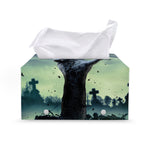 Zombie Hand Rising From Grave Print Leather Tissue Box Cover