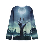 Zombie Hand Rising From Grave Print Long Sleeve Short Coat
