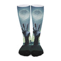 Zombie Hand Rising From Grave Print Long Socks
