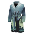 Zombie Hand Rising From Grave Print Men's Bathrobe