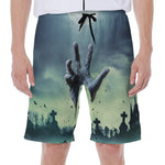 Zombie Hand Rising From Grave Print Men's Beach Shorts