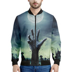 Zombie Hand Rising From Grave Print Men's Bomber Jacket