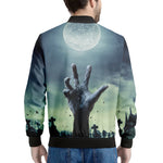 Zombie Hand Rising From Grave Print Men's Bomber Jacket