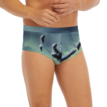 Zombie Hand Rising From Grave Print Men's Briefs