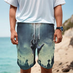 Zombie Hand Rising From Grave Print Men's Cargo Shorts