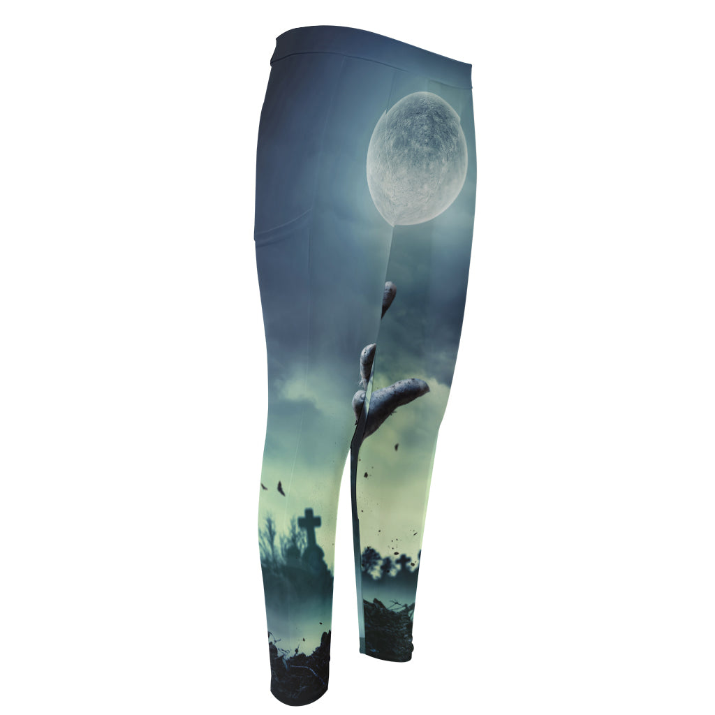 Zombie Hand Rising From Grave Print Men's Compression Pants