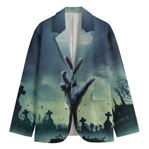 Zombie Hand Rising From Grave Print Men's Cotton Blazer