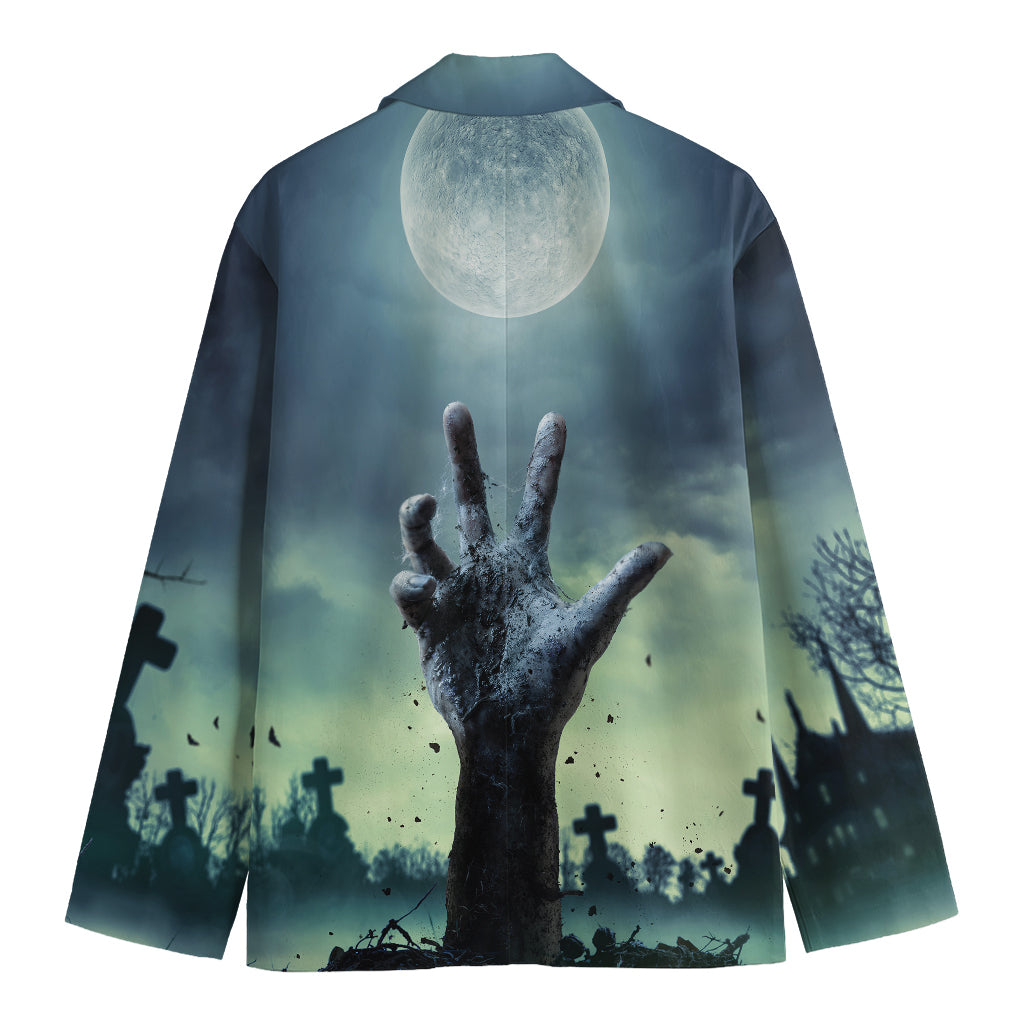 Zombie Hand Rising From Grave Print Men's Cotton Blazer