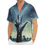 Zombie Hand Rising From Grave Print Men's Deep V-Neck Shirt