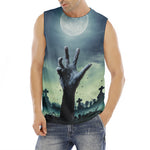 Zombie Hand Rising From Grave Print Men's Fitness Tank Top