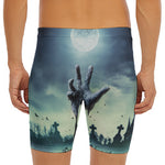 Zombie Hand Rising From Grave Print Men's Long Boxer Briefs