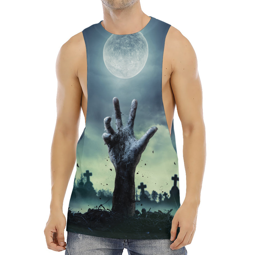 Zombie Hand Rising From Grave Print Men's Muscle Tank Top