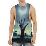 Zombie Hand Rising From Grave Print Men's Muscle Tank Top