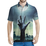Zombie Hand Rising From Grave Print Men's Polo Shirt