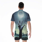 Zombie Hand Rising From Grave Print Men's Rompers
