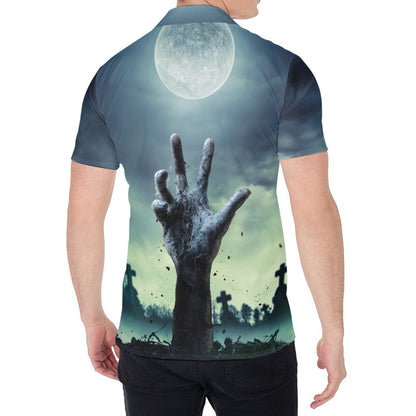 Zombie Hand Rising From Grave Print Men's Shirt