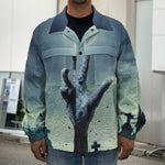 Zombie Hand Rising From Grave Print Men's Shirt Jacket